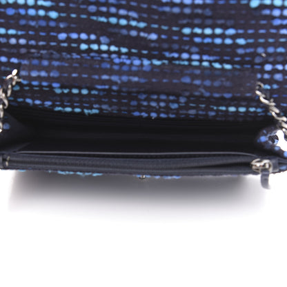 Chanel Crystal Tweed Wallet On Chain WOC Blue 4 of 10