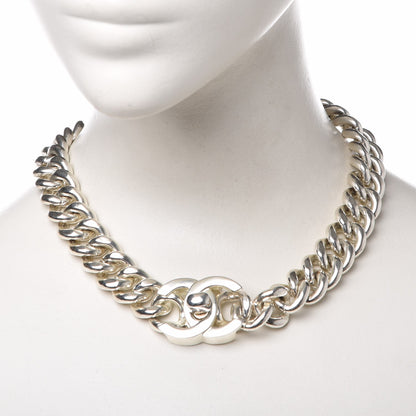 Chanel Chain Link CC Choker Necklace Silver 2 of 5