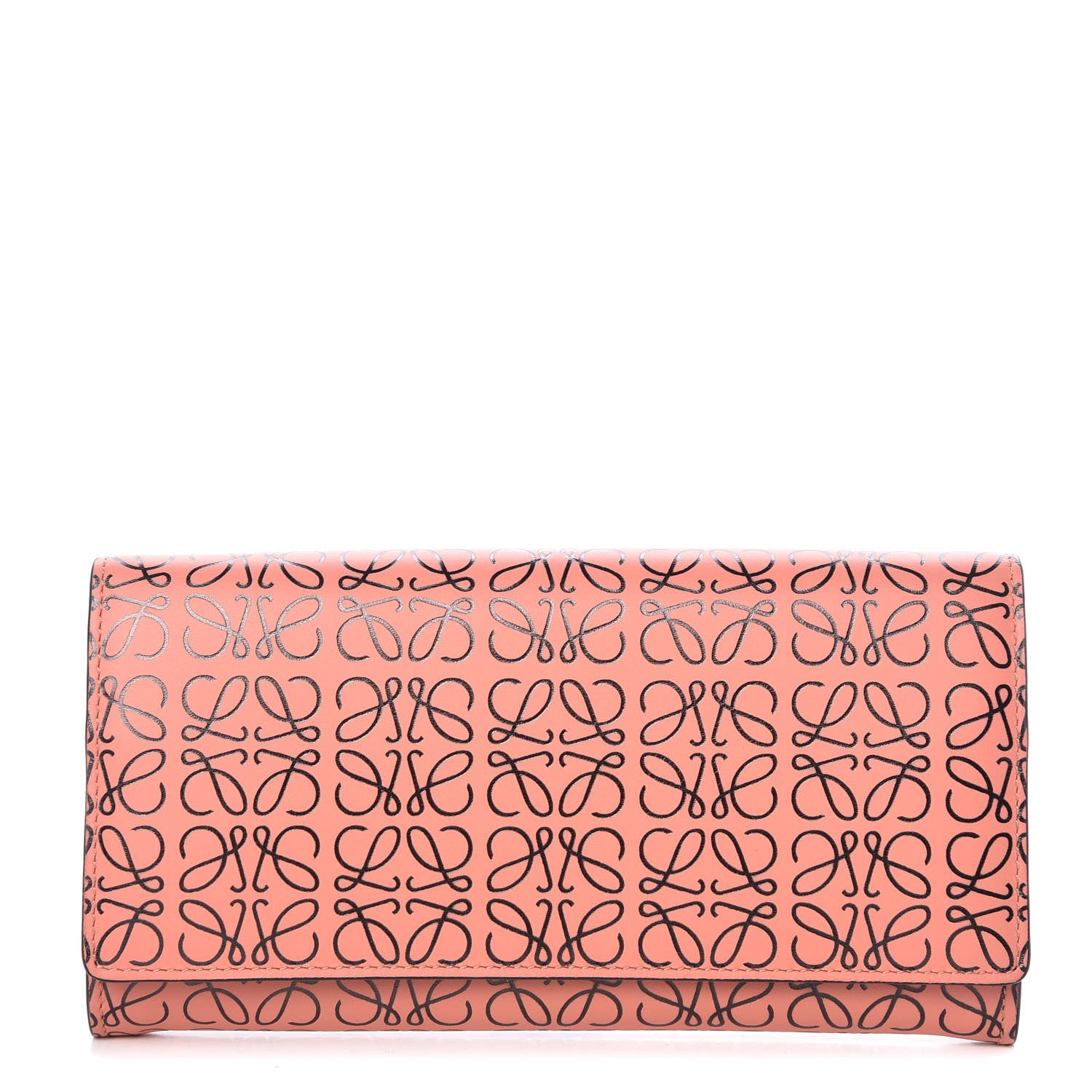 Loewe Engraved Calfskin Anagram Continental Wallet Pink Tulip Black 1 of 9