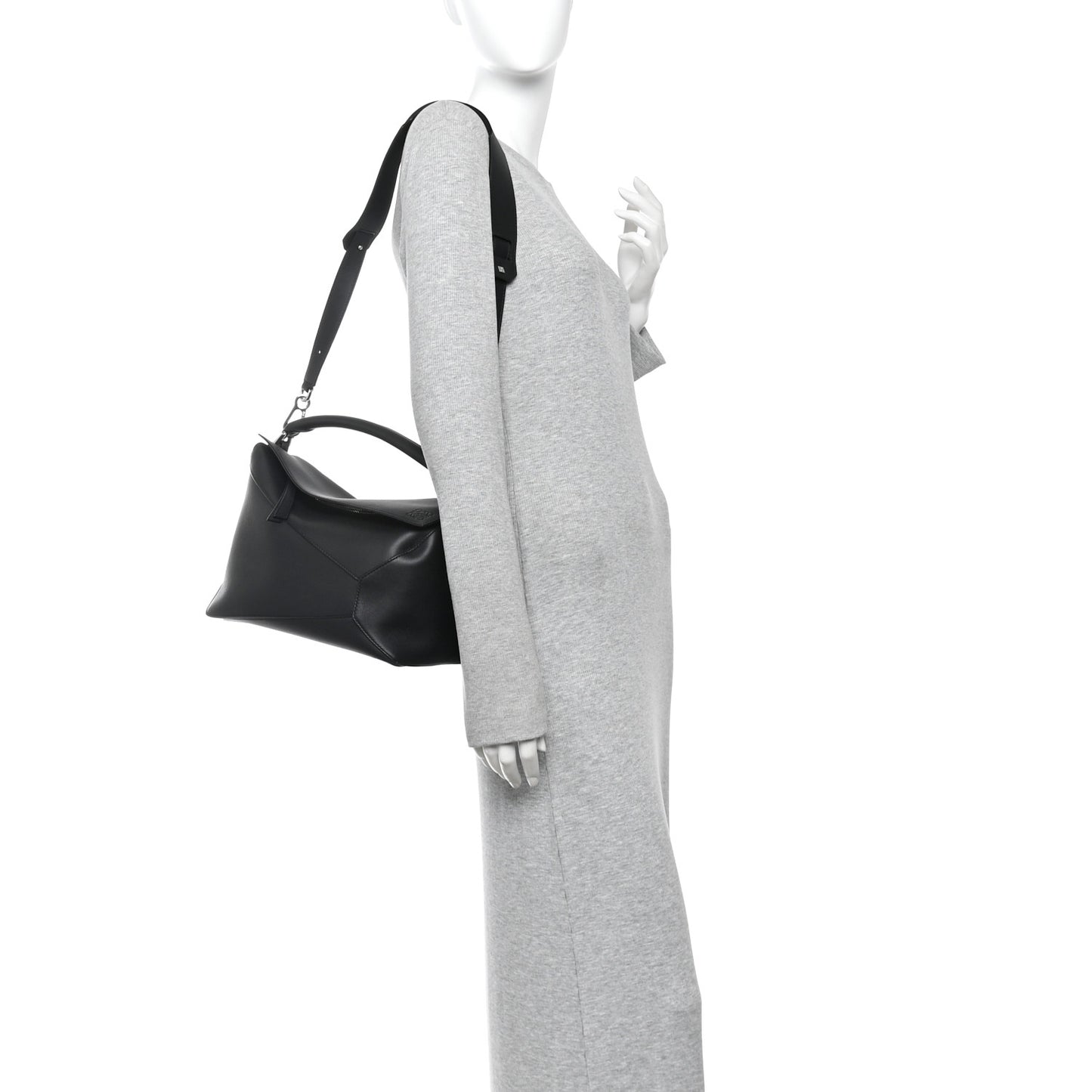 Calfskin Medium Puzzle Edge Bag Black