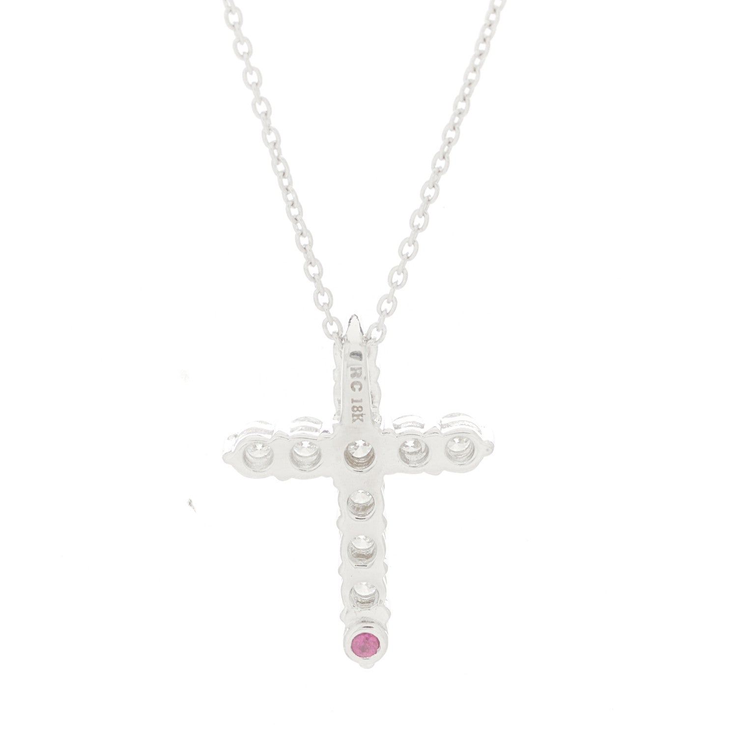 Roberto Coin 18K White Gold Diamond .45ctw Cross Pendant Necklace 6 of 6