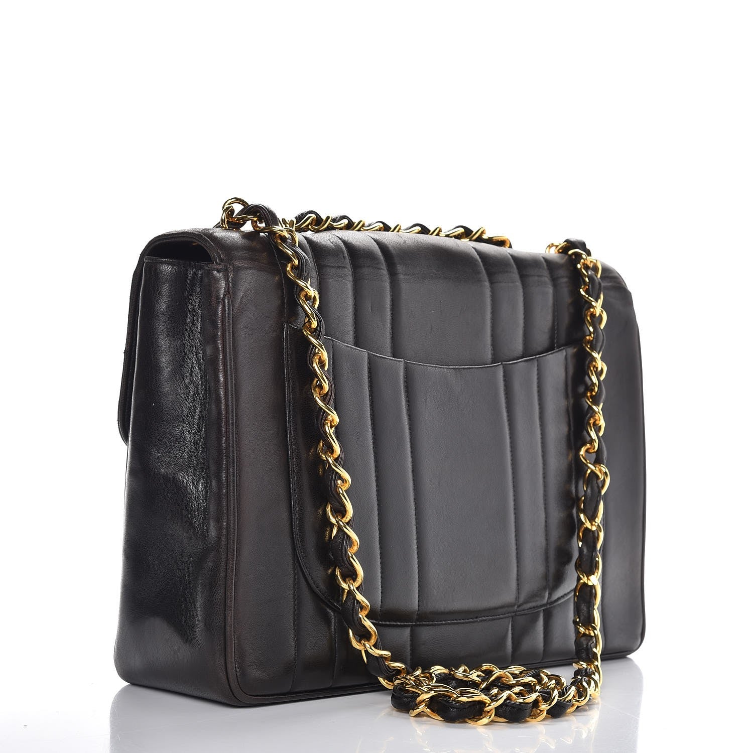 Chanel Lambskin Vertical Quilt Jumbo Single Flap Black 4 of 9