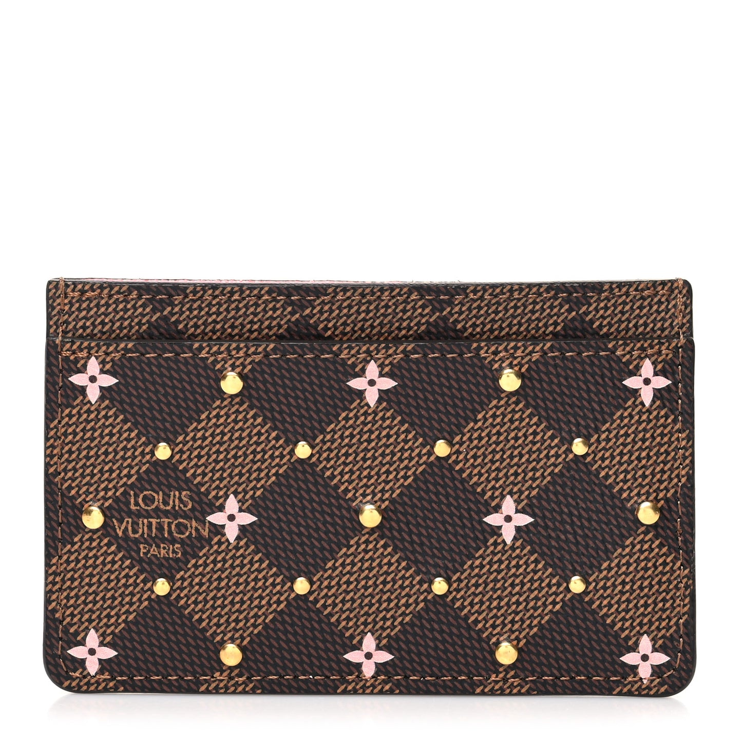 Damier Ebene Studded Card Holder