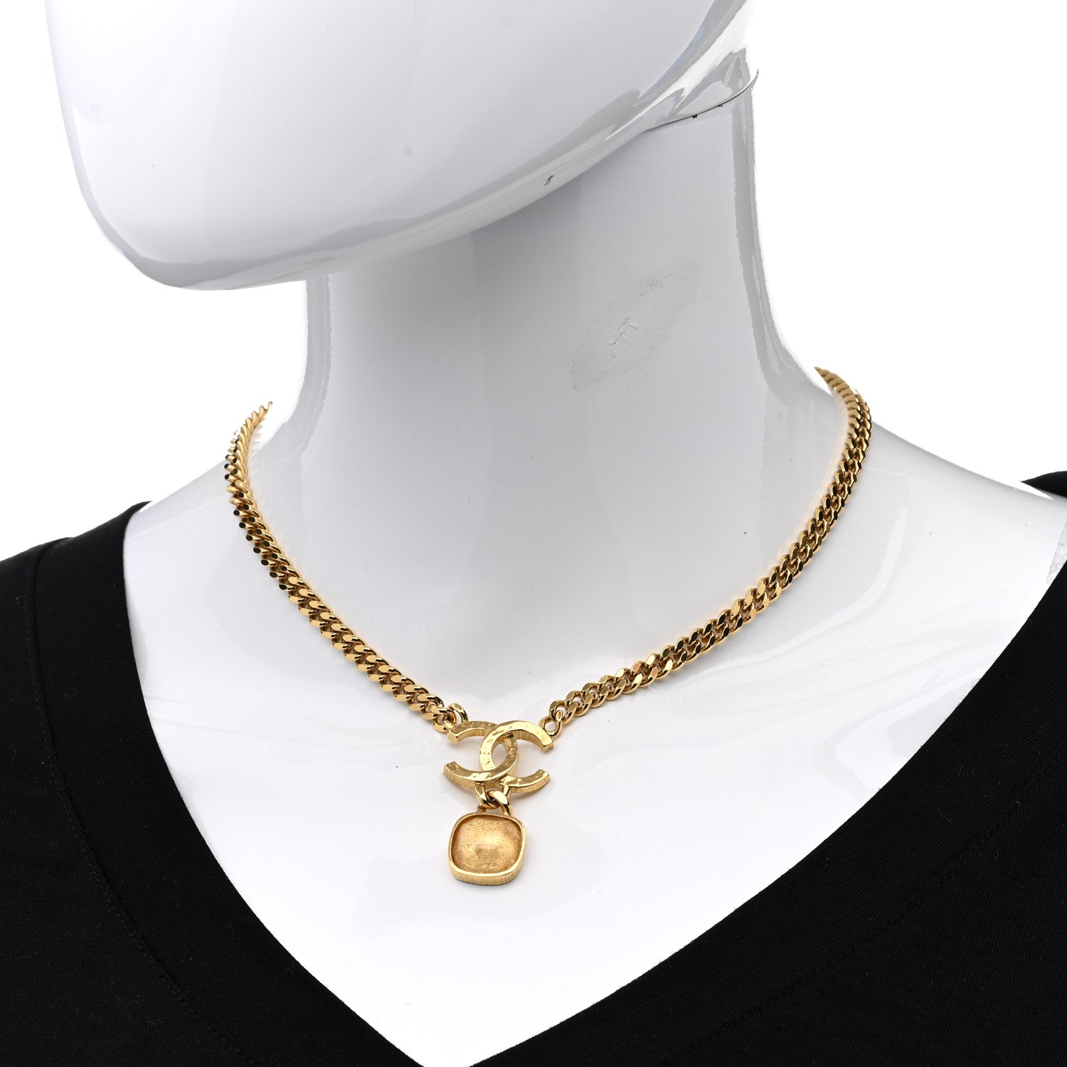 Chanel Metal Natural Stones CC Necklace Gold 2 of 6