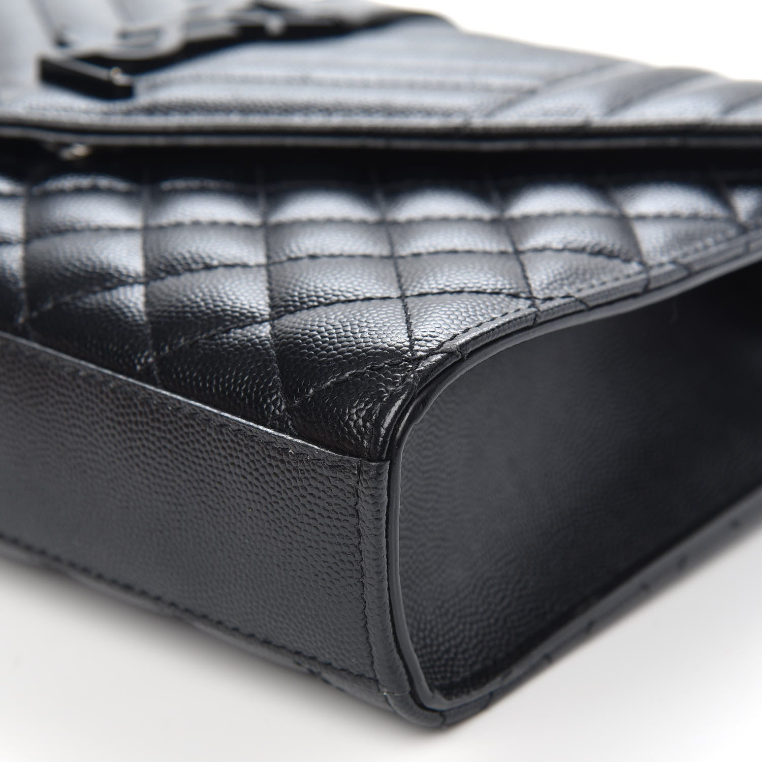 Saint Laurent Grain De Poudre Textured Mixed Matelasse Triquilt Medium Monogram Satchel Black 9 of 12