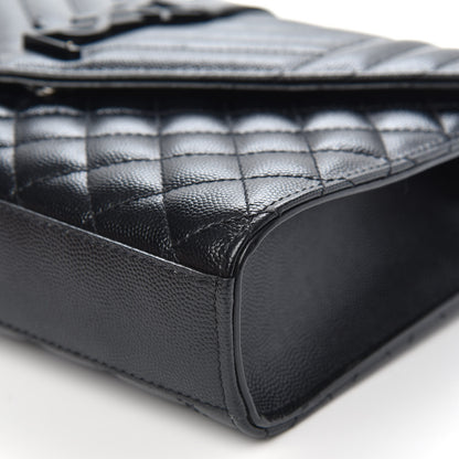 Saint Laurent Grain De Poudre Textured Mixed Matelasse Triquilt Medium Monogram Satchel Black 9 of 12