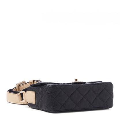 Chanel Iridescent Caviar Quilted Mini Flap With Thick Strap Black Beige 3 of 8