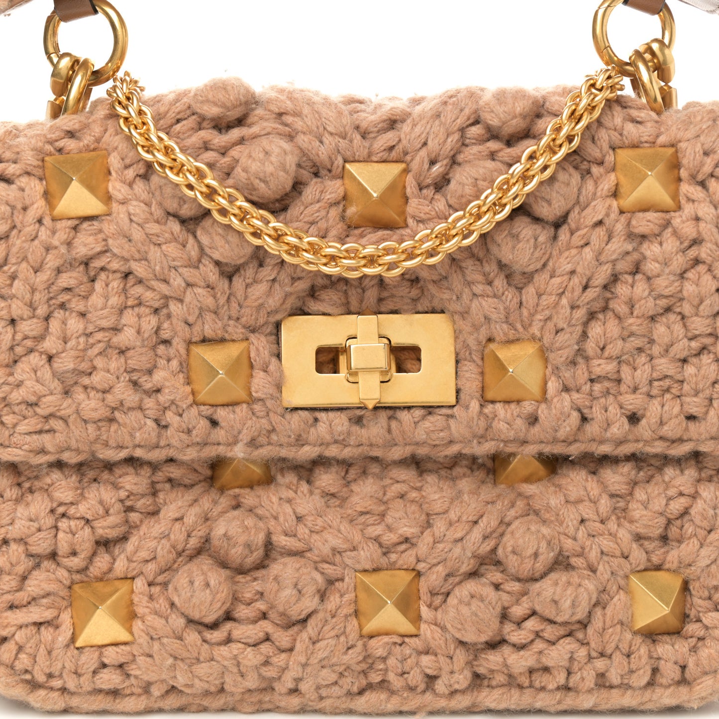 Cashmere Medium Roman Stud Shoulder Bag Brown