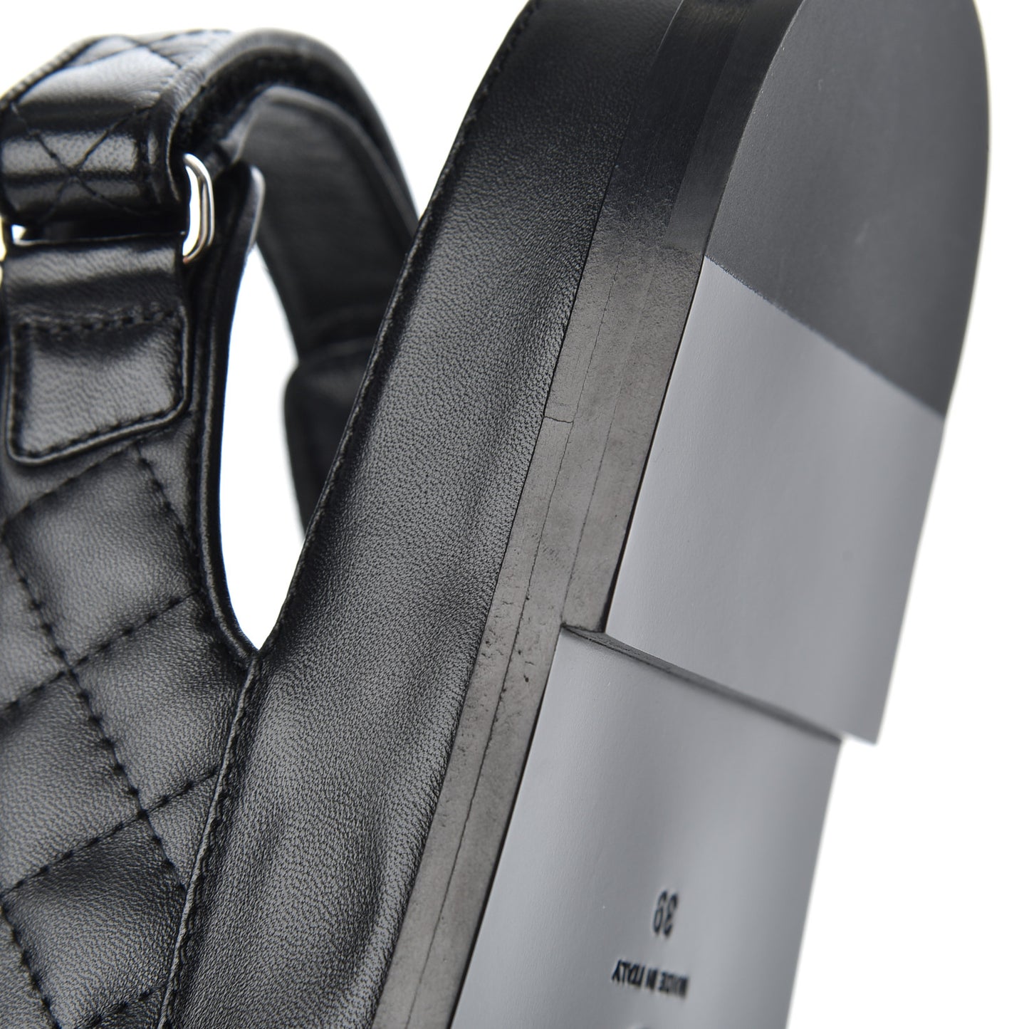 Lambskin Velcro Dad Sandals 39 Black
