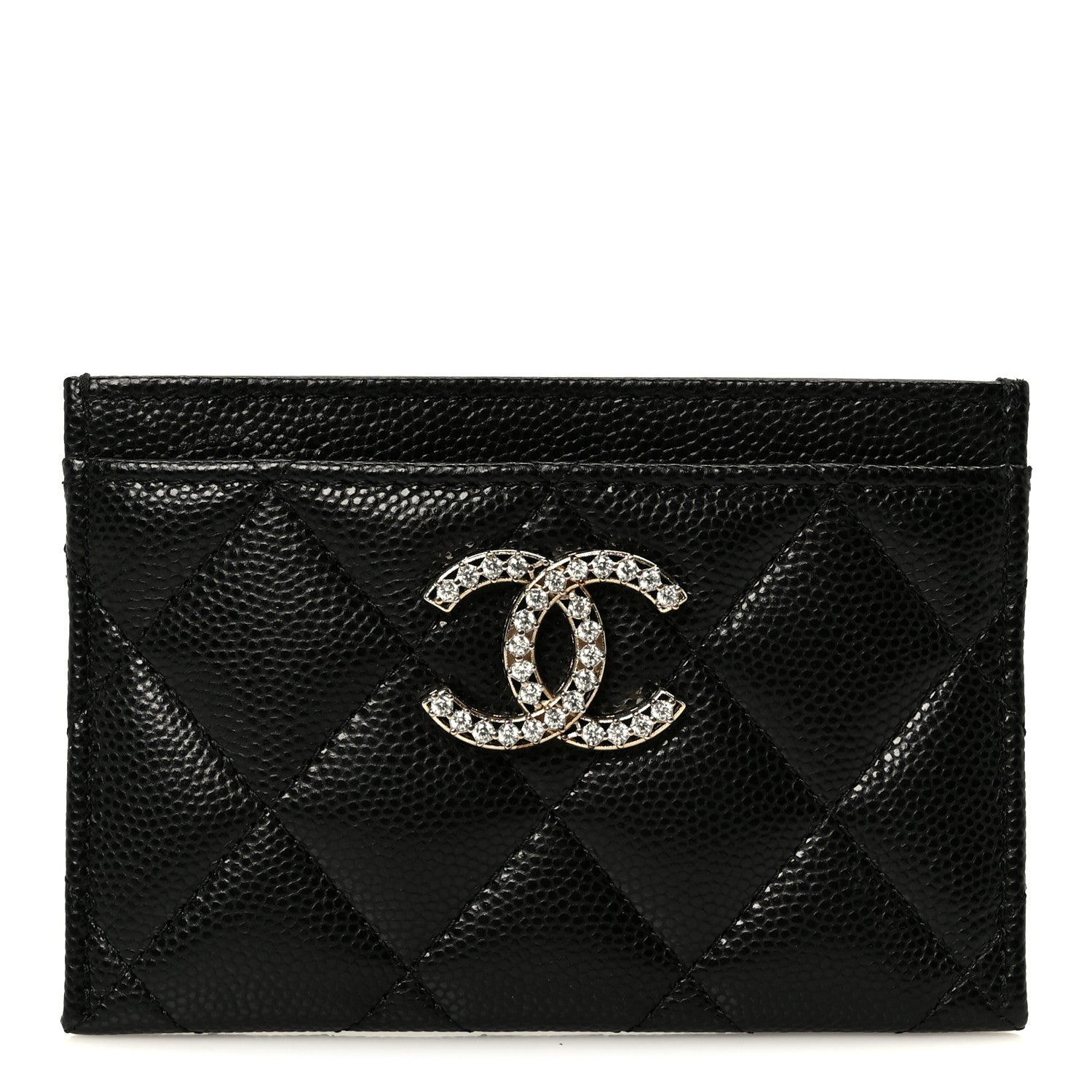 Chanel Caviar Quilted Crystal Card Holder Black 1 of 10