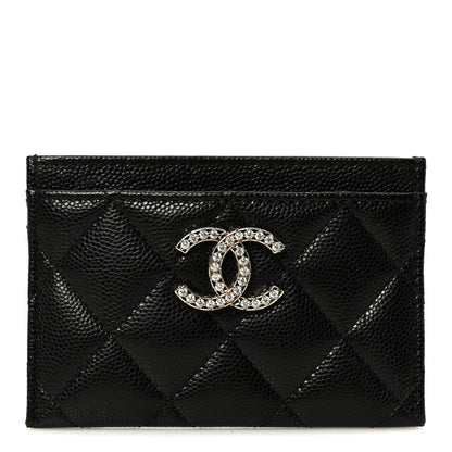 Chanel Caviar Quilted Crystal Card Holder Black 1 of 10