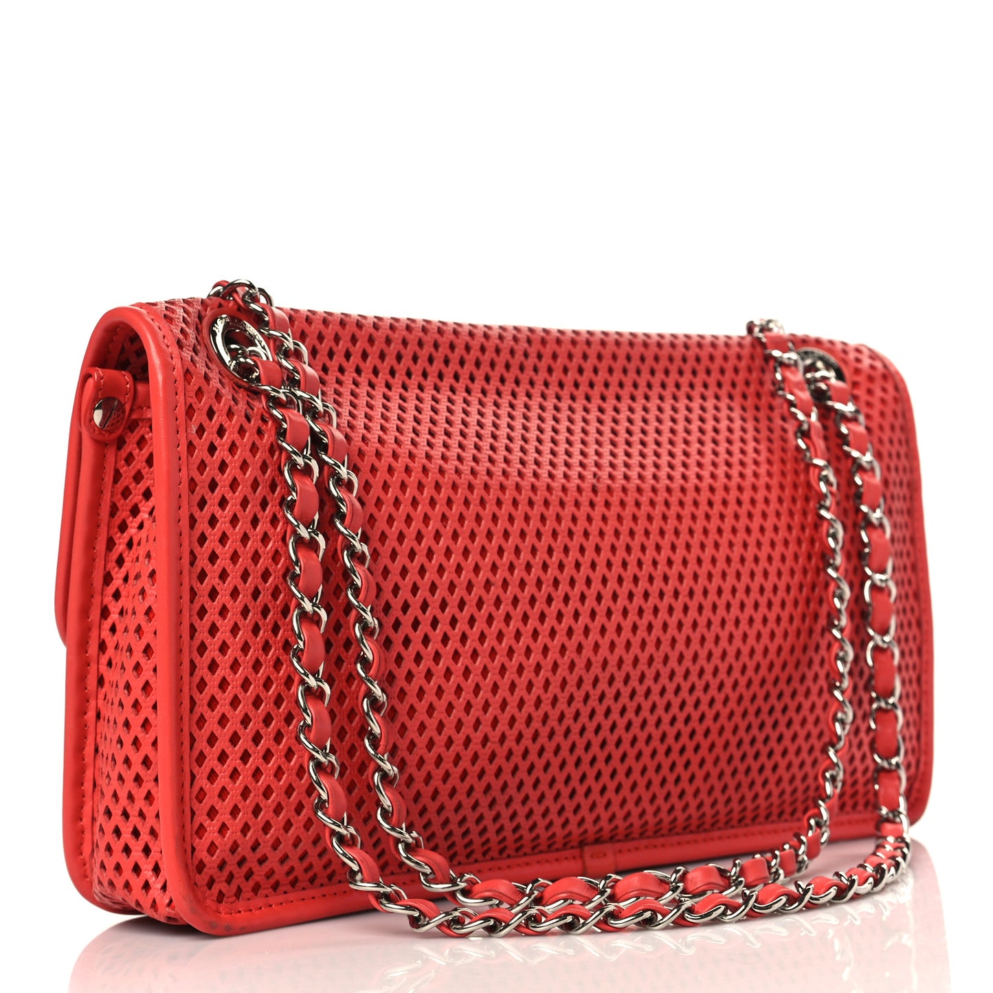 Perforated Calfskin Up In The Air Flap Red