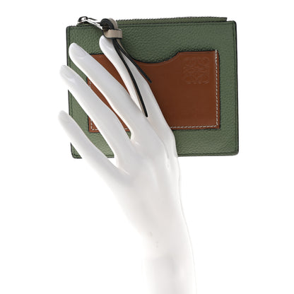 Loewe Soft Grained Calfskin Zip Coin Card Holder Rosemary Tan 2 of 7