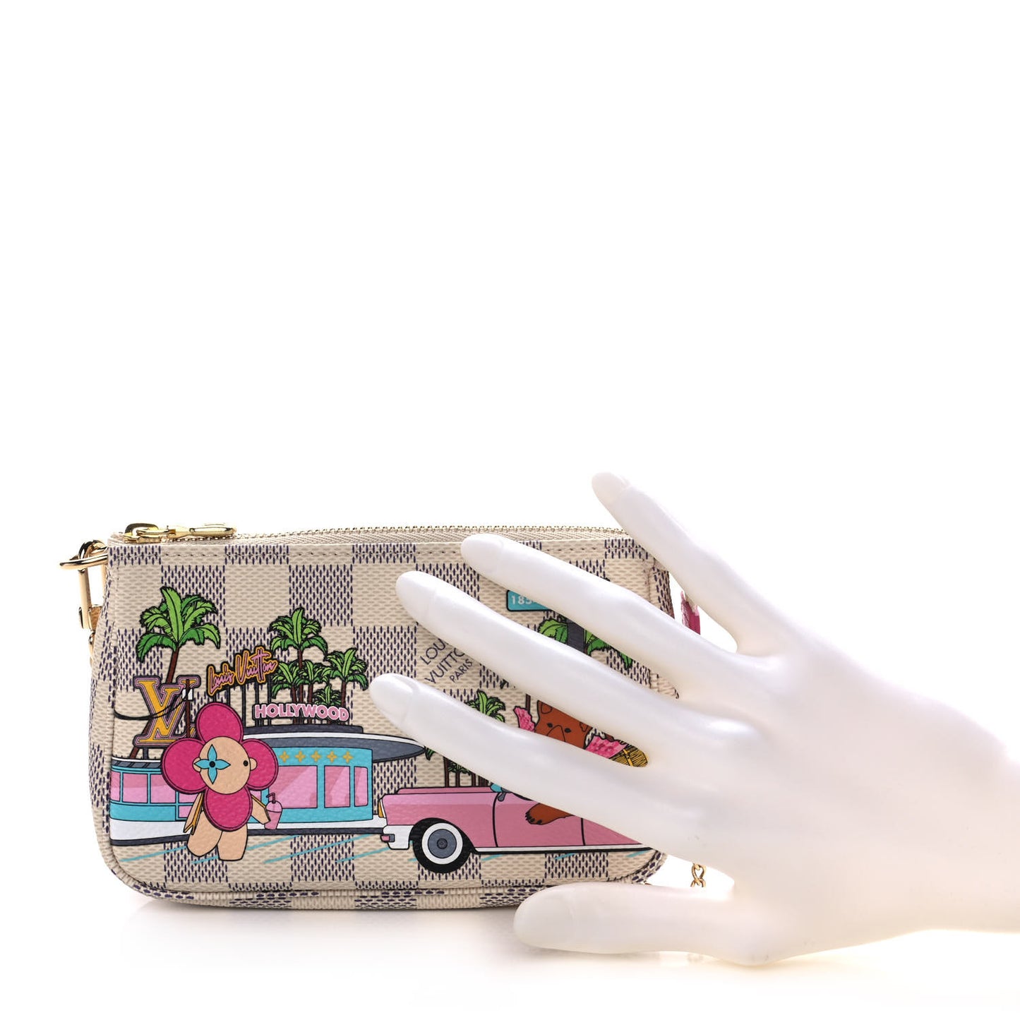 Damier Azur 2021 Christmas Animation Hollywood Mini Pochette Accessories Fuchsia