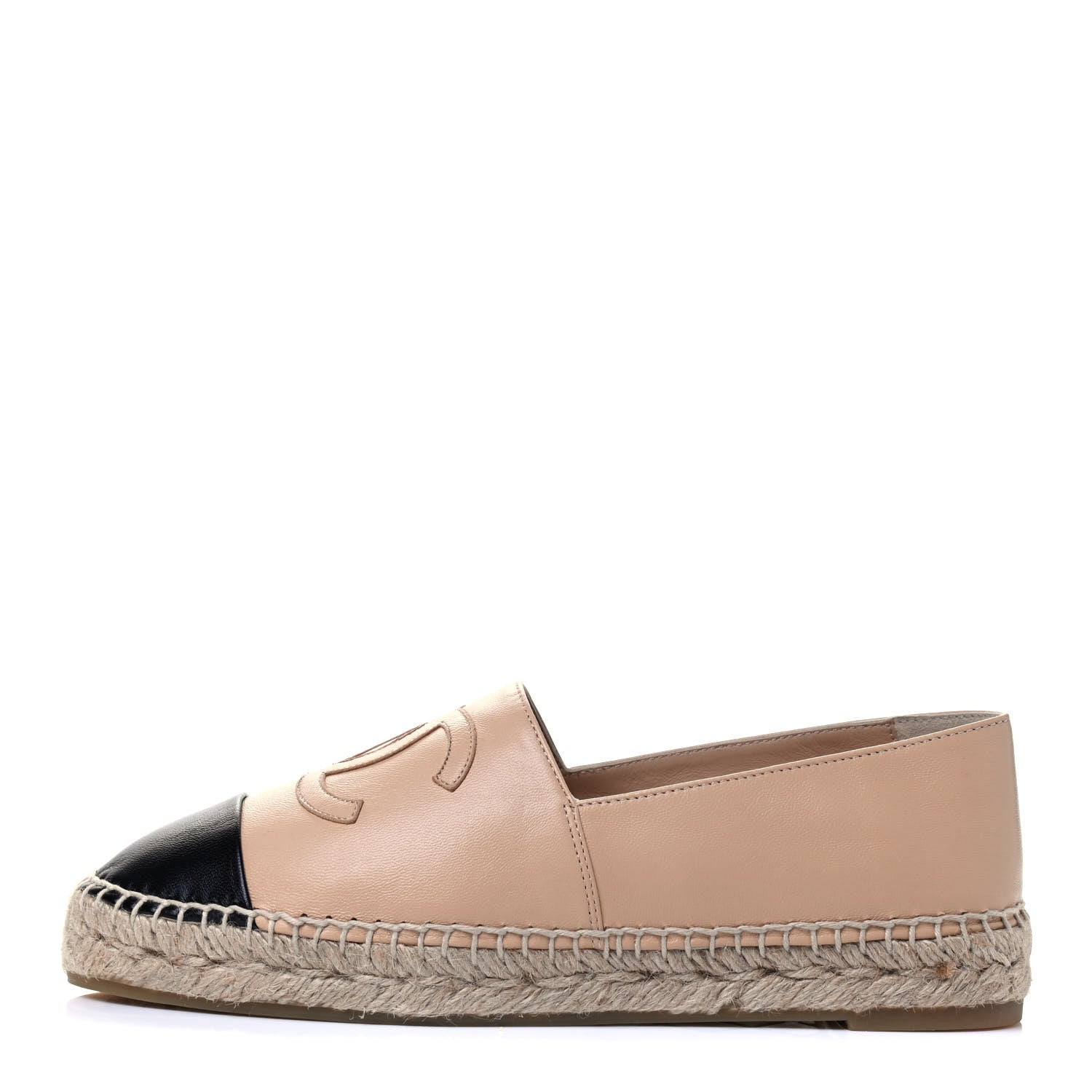 Chanel Lambskin CC Espadrilles 38 Beige Black 1 of 7