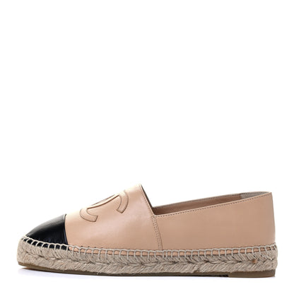 Chanel Lambskin CC Espadrilles 38 Beige Black 1 of 7