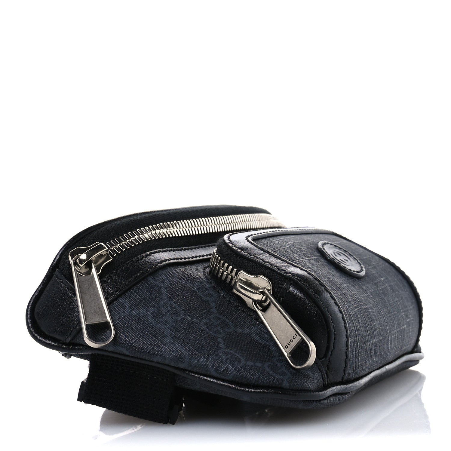 Gucci GG Supreme Monogram Textured Calfskin Retro Interlocking G Belt Bag Black 4 of 11
