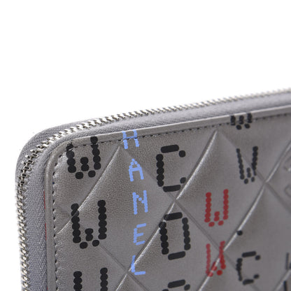 Chanel Metallic Lambskin Quilted Large Gusset Zip Around Wallet Silver Multicolor 8 of 12