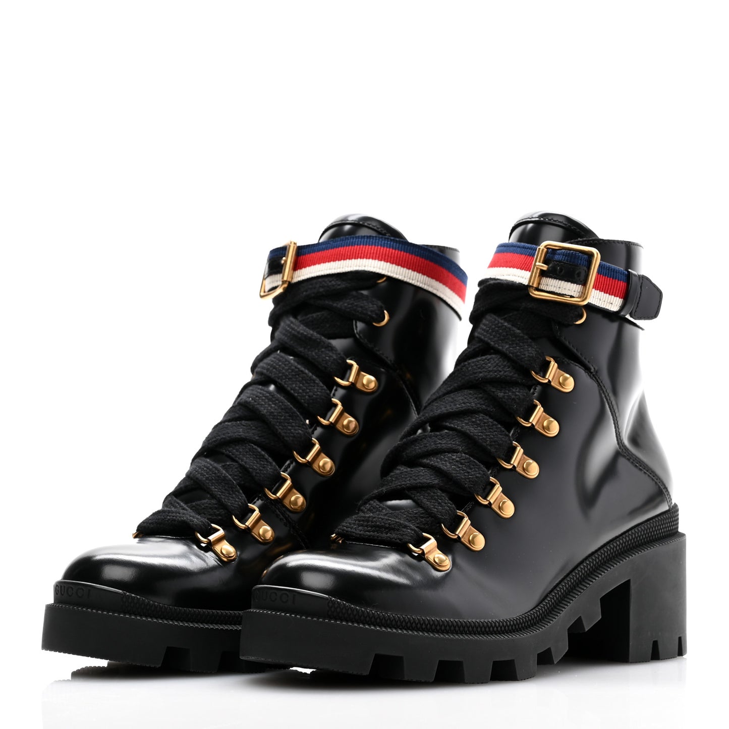 Calfskin Sylvie Web Womens Lace Up Combat Boots 37.5 Black