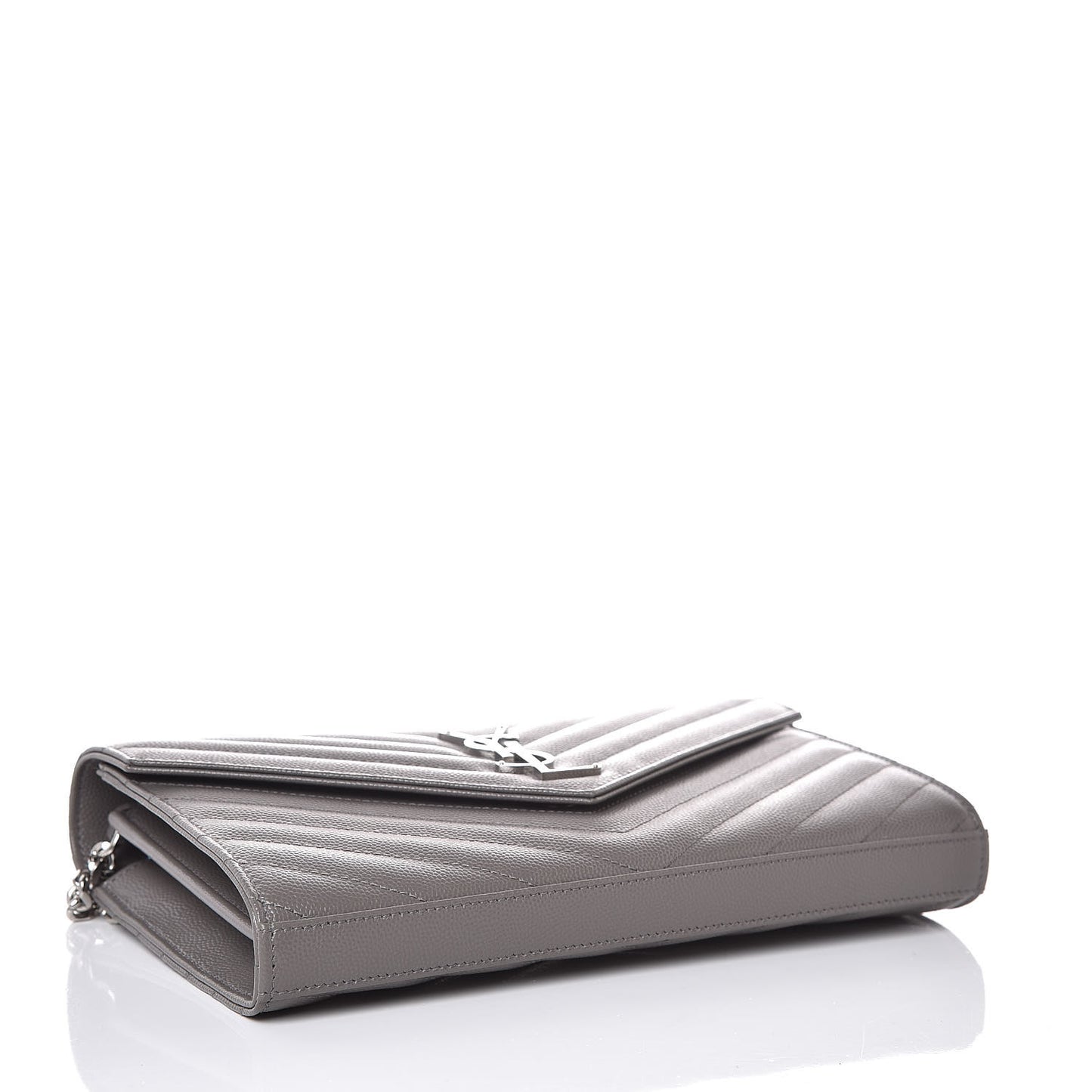 Grain De Poudre Matelasse Chevron Monogram Chain Wallet Fog