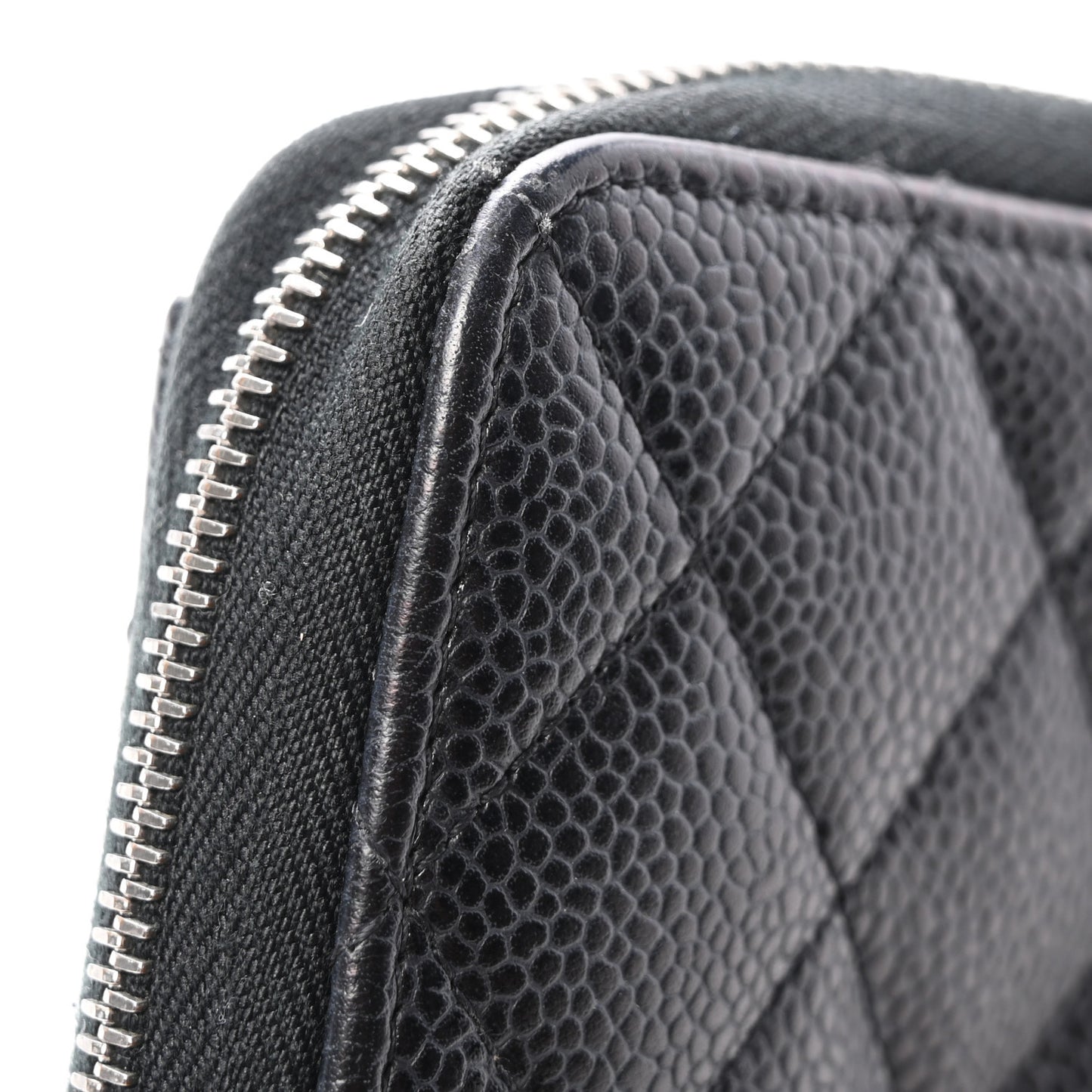 Caviar Quilted Large Gusset Zip Around Wallet Black