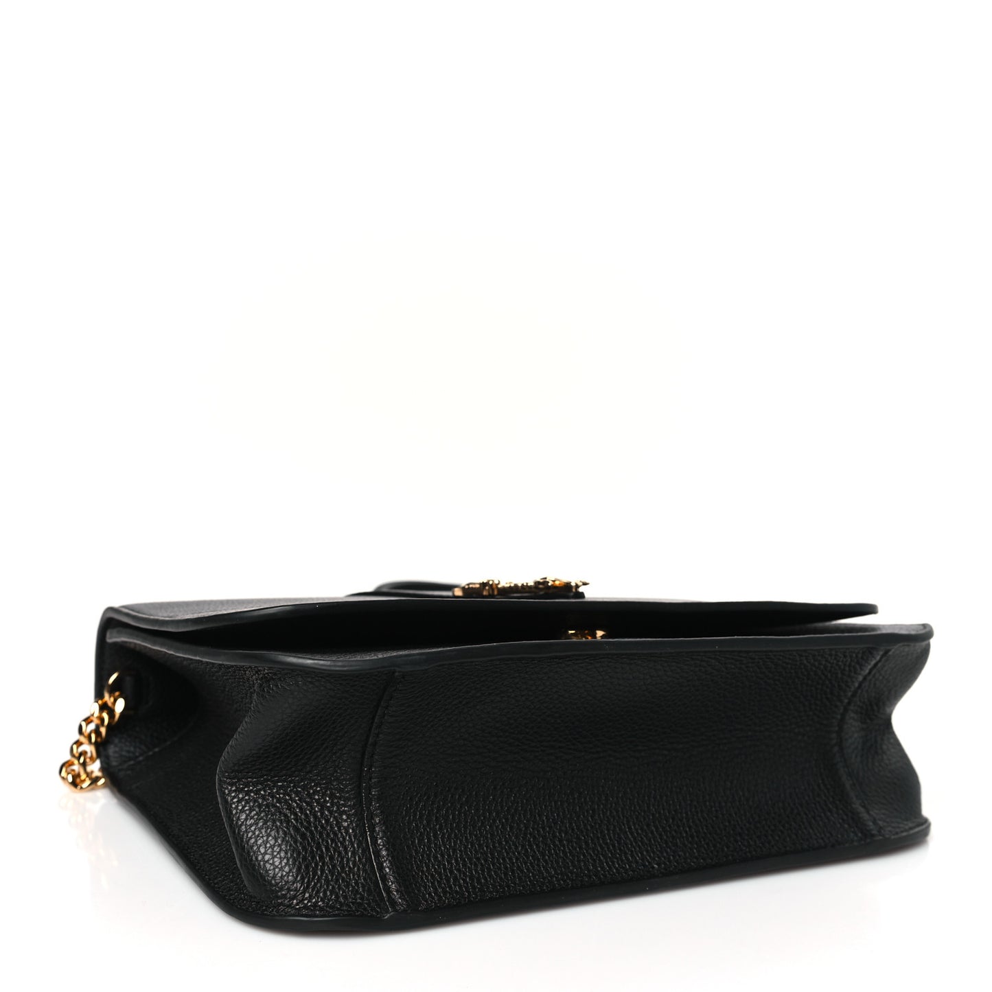 Grainy Calfskin Virtus Chain Crossbody Black