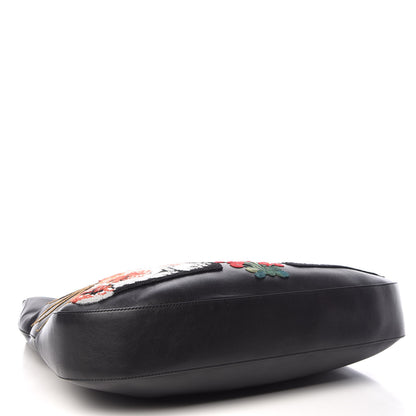 Gucci Calfskin Dog Embroidered Extra Large Dionysus Hobo Black 4 of 9