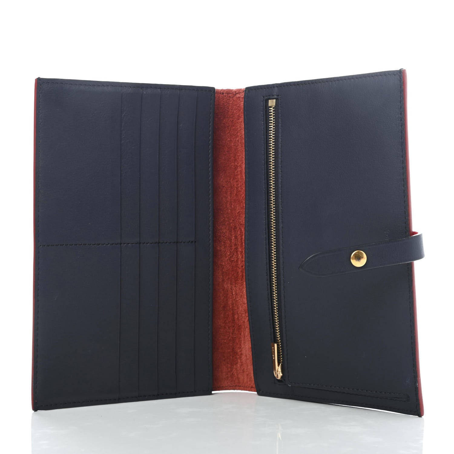 Celine Grained Calfskin Large Multifunction Strap Wallet Coquelicot 6 of 8