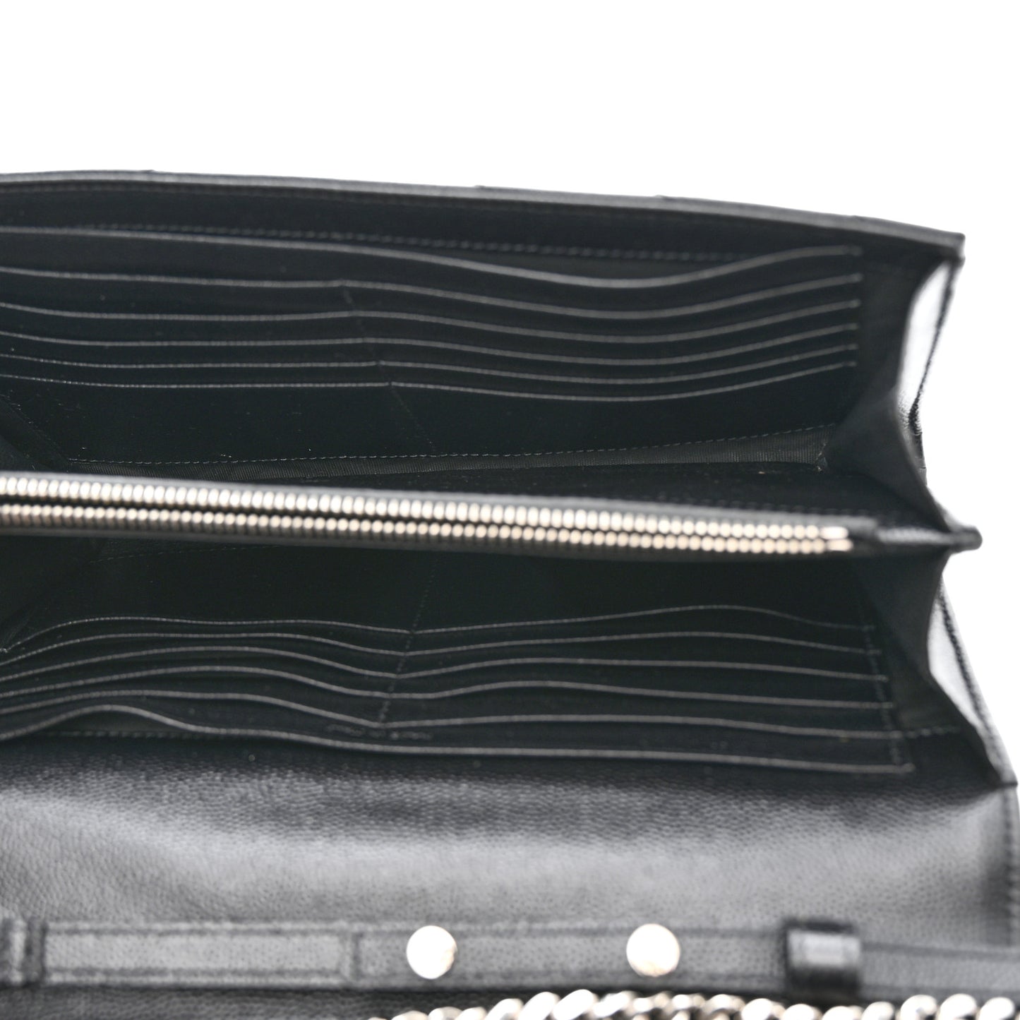 Grain De Poudre Matelasse Chevron Monogram Chain Wallet Black