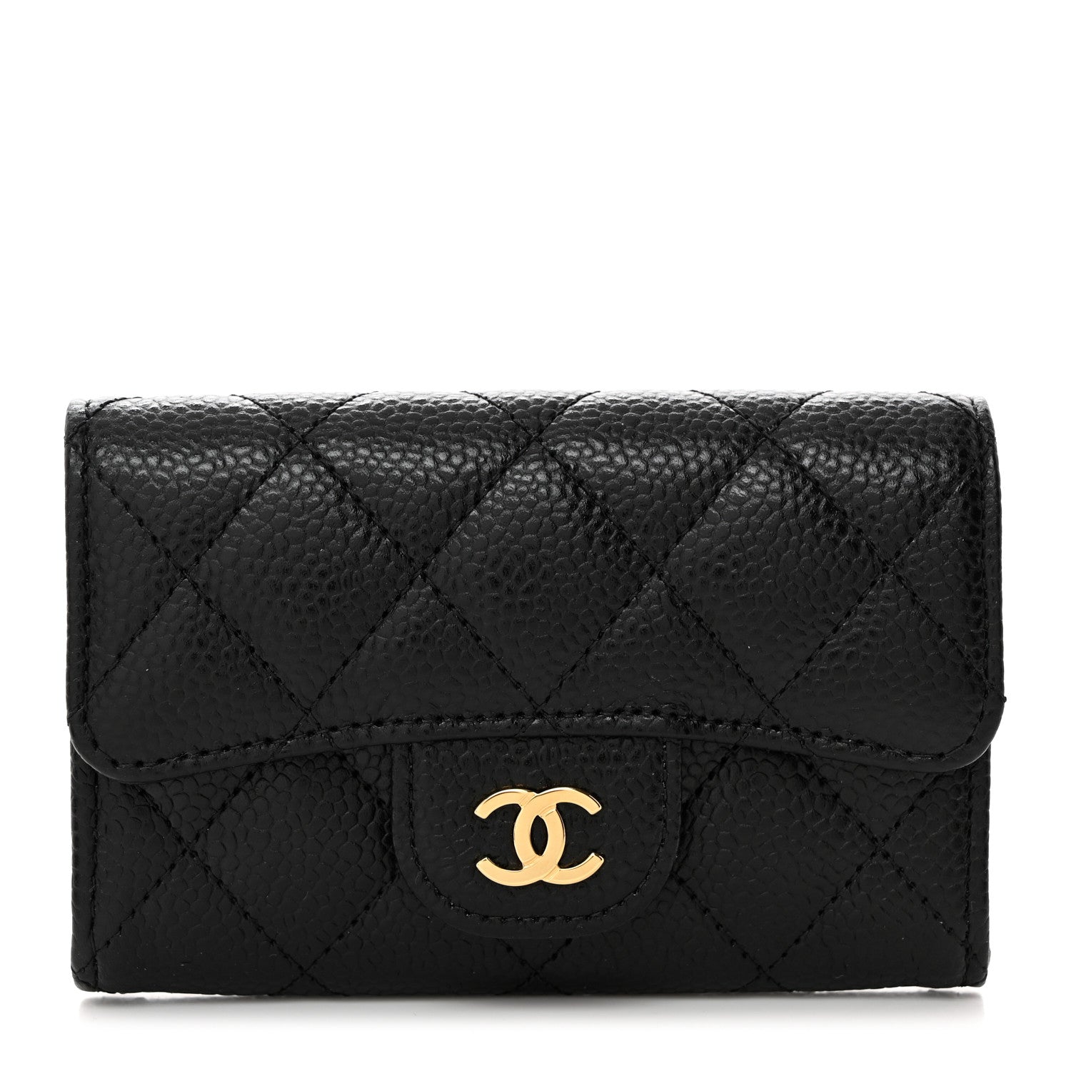 Chanel Caviar Quilted Flap Card Holder Wallet Black 1 of 8