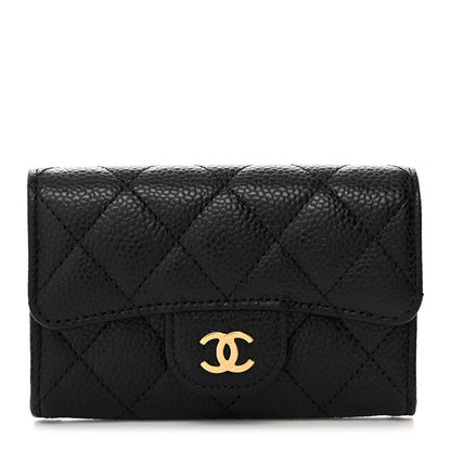 Chanel Caviar Quilted Flap Card Holder Wallet Black 1 of 8