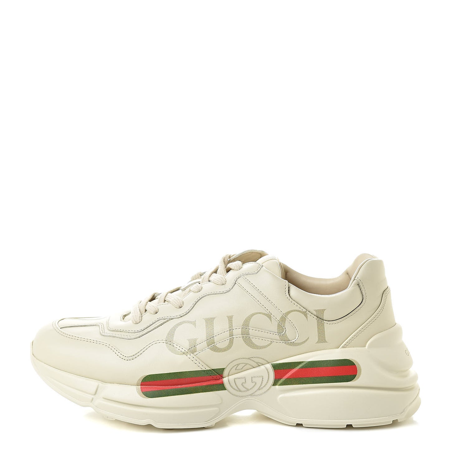 Calfskin Logo Mens Rhyton Sneakers 8 Ivory