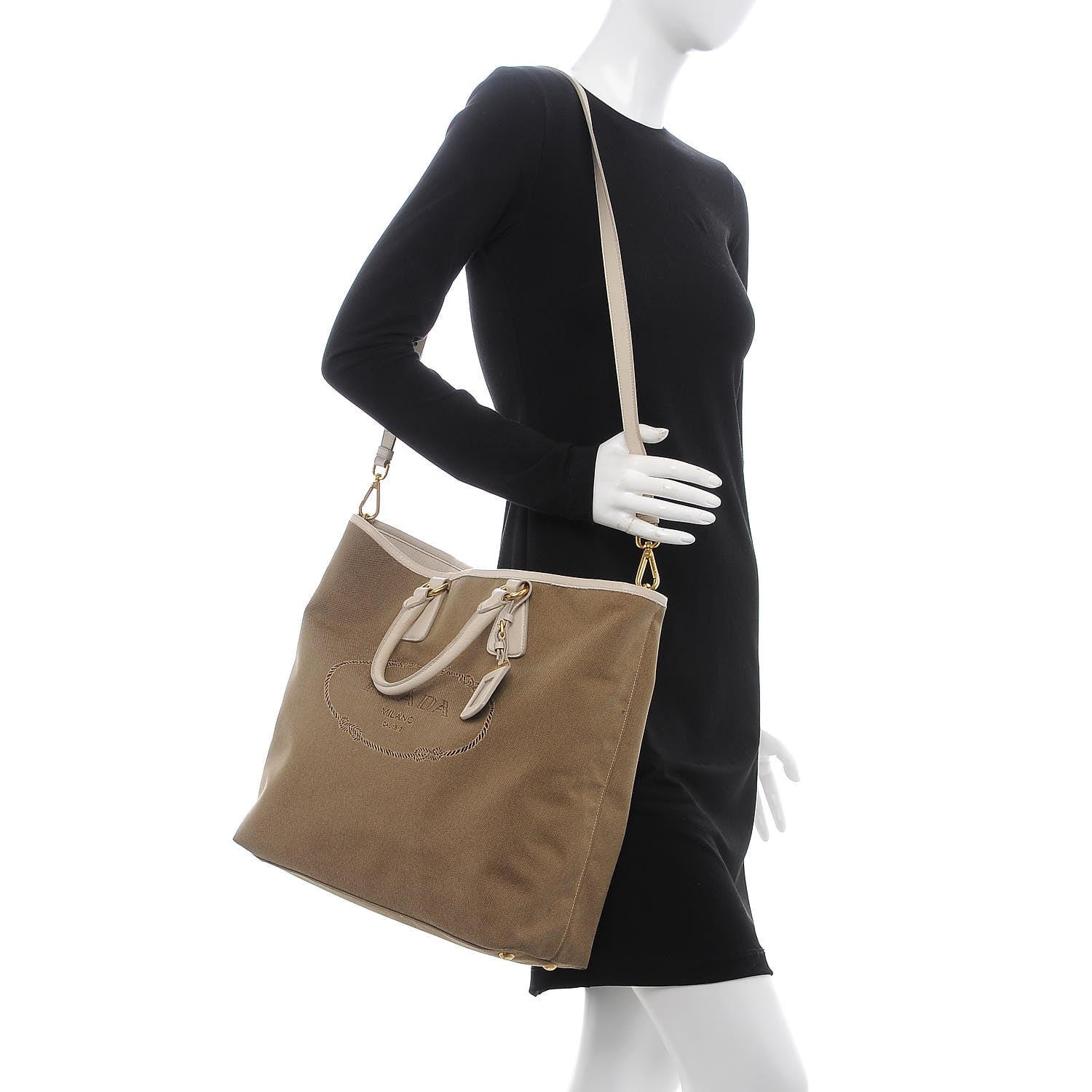 Prada Jacquard Logo Tote Corda Talco 3 of 16