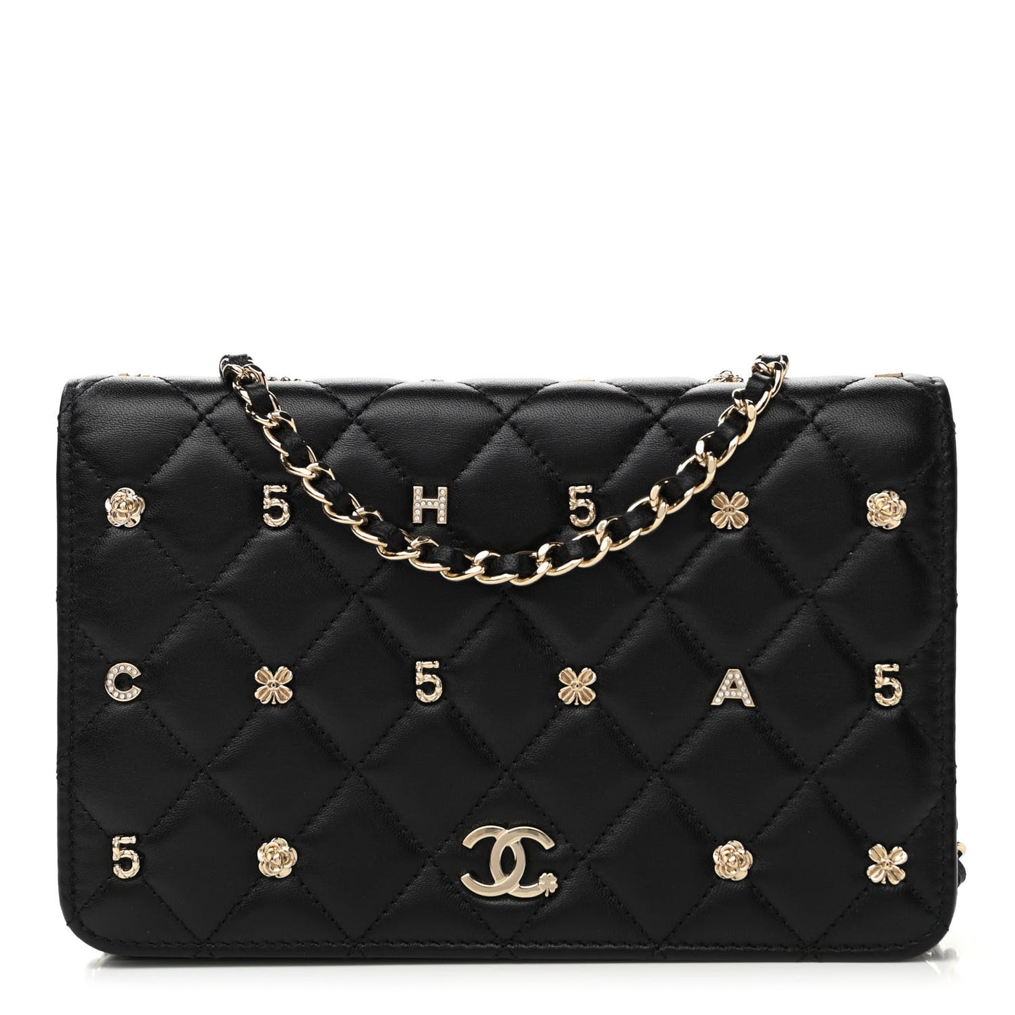 Lambskin Quilted All About Chanel Wallet On Chain WOC Black