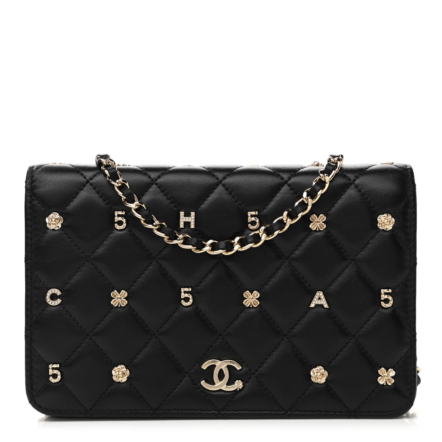 Chanel Lambskin Quilted All About Chanel Wallet On Chain WOC Black 1 of 13