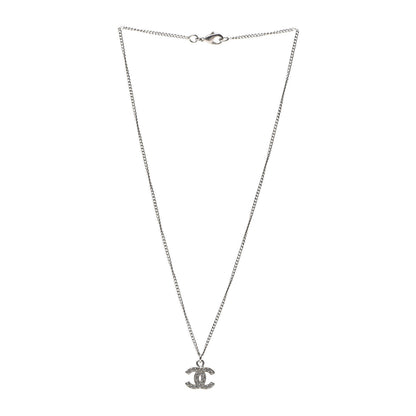 Chanel Crystal Timeless CC Necklace Silver 3 of 5