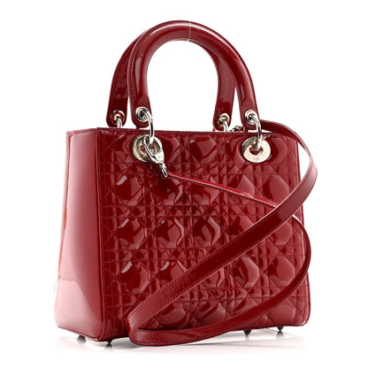 Christian Dior Patent Cannage Medium Lady Dior Red 3 of 10