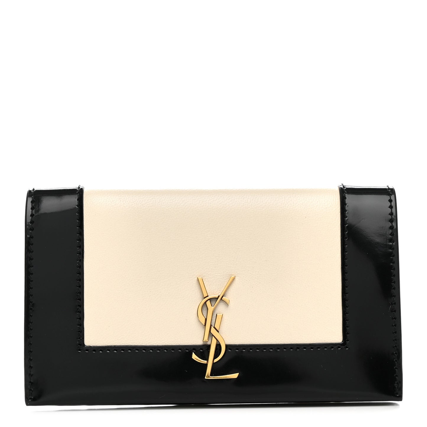 Nappa Patent Calfskin Two-Toned Monogram Flap Wallet Alabastro Black