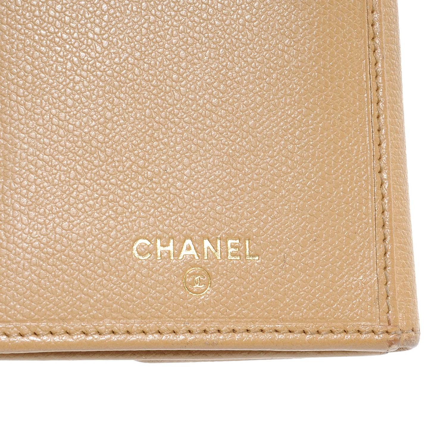 Leather Clutch Wallet Beige