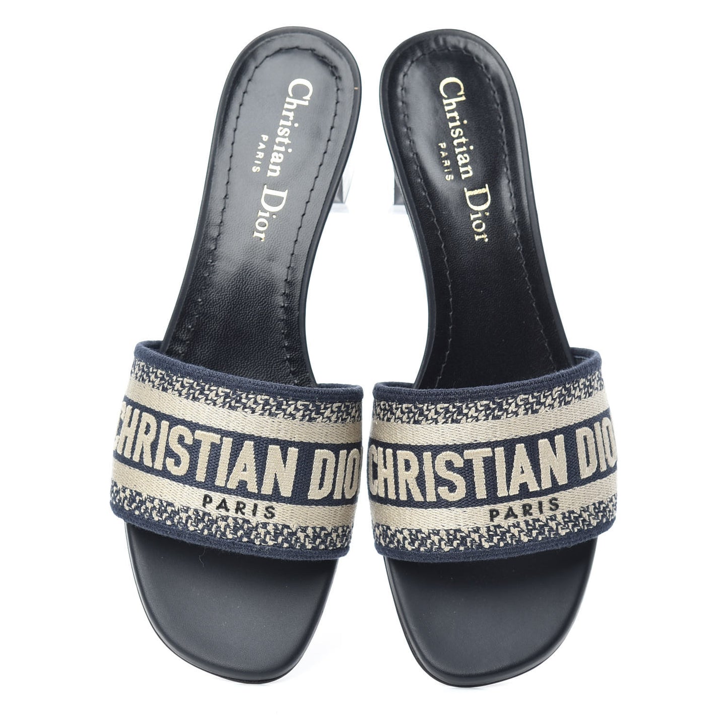 Cotton Embroidered Dway 40mm Slide Sandals 36.5 Deep Blue