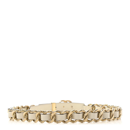 Gucci Calfskin Torchon Double G Chain 25mm Belt 85 34 Mystic White 2 of 5