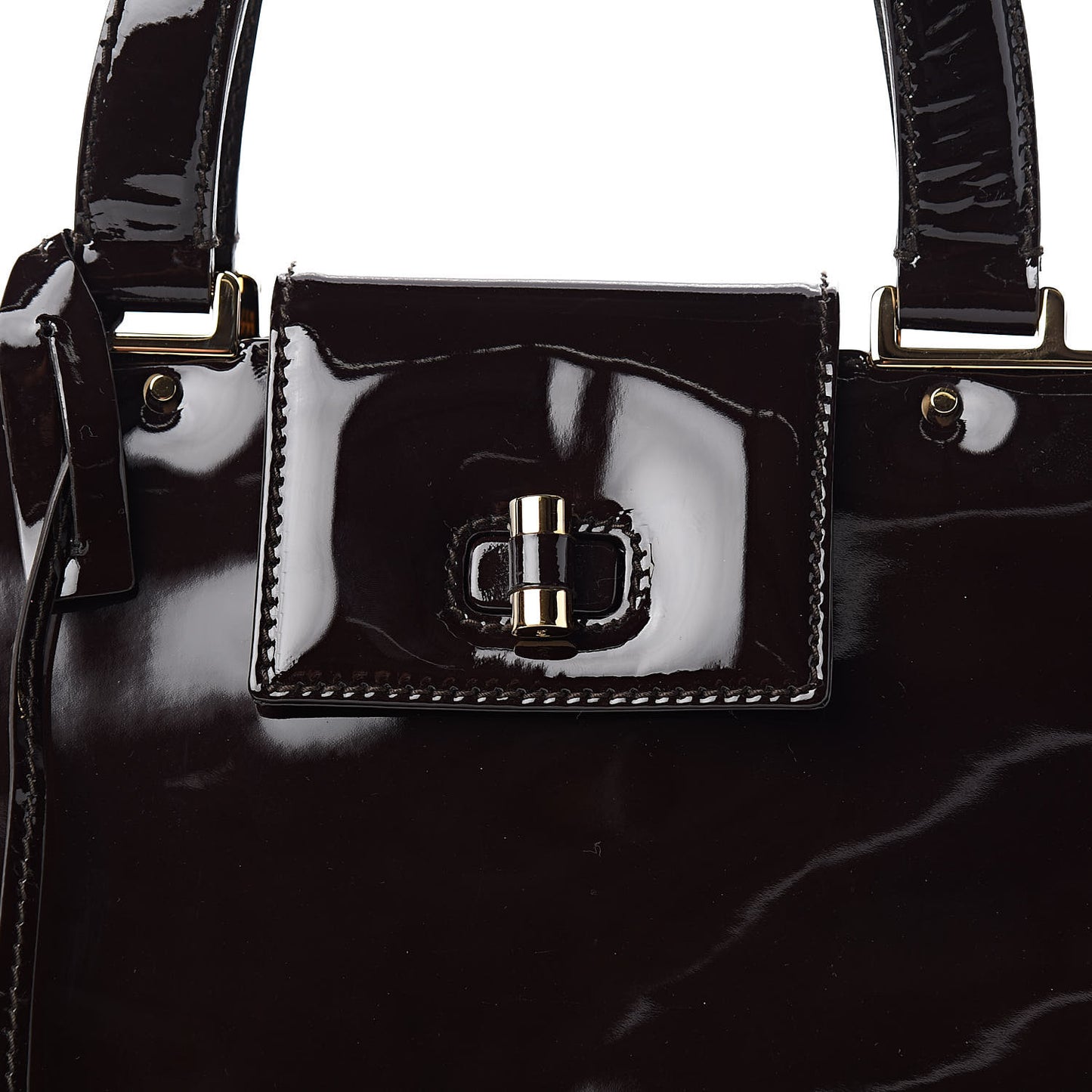 Patent Calfskin Large Uptown Dark Brown
