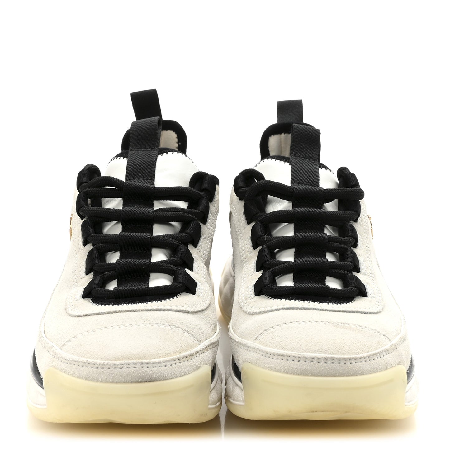 Suede Calfskin Nylon Grosgrain CC Sneakers 37 White