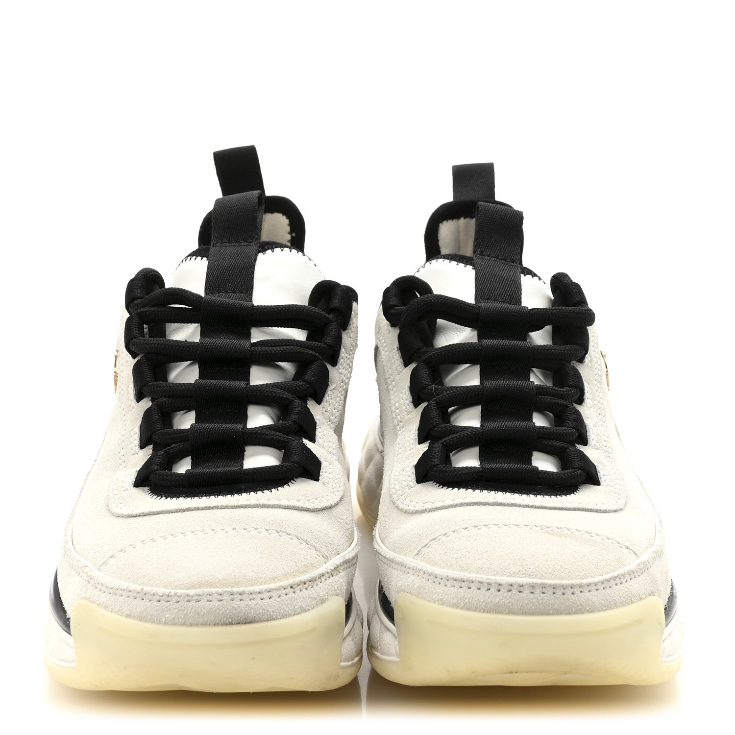Chanel Suede Calfskin Nylon Grosgrain CC Sneakers 37 White 3 of 10