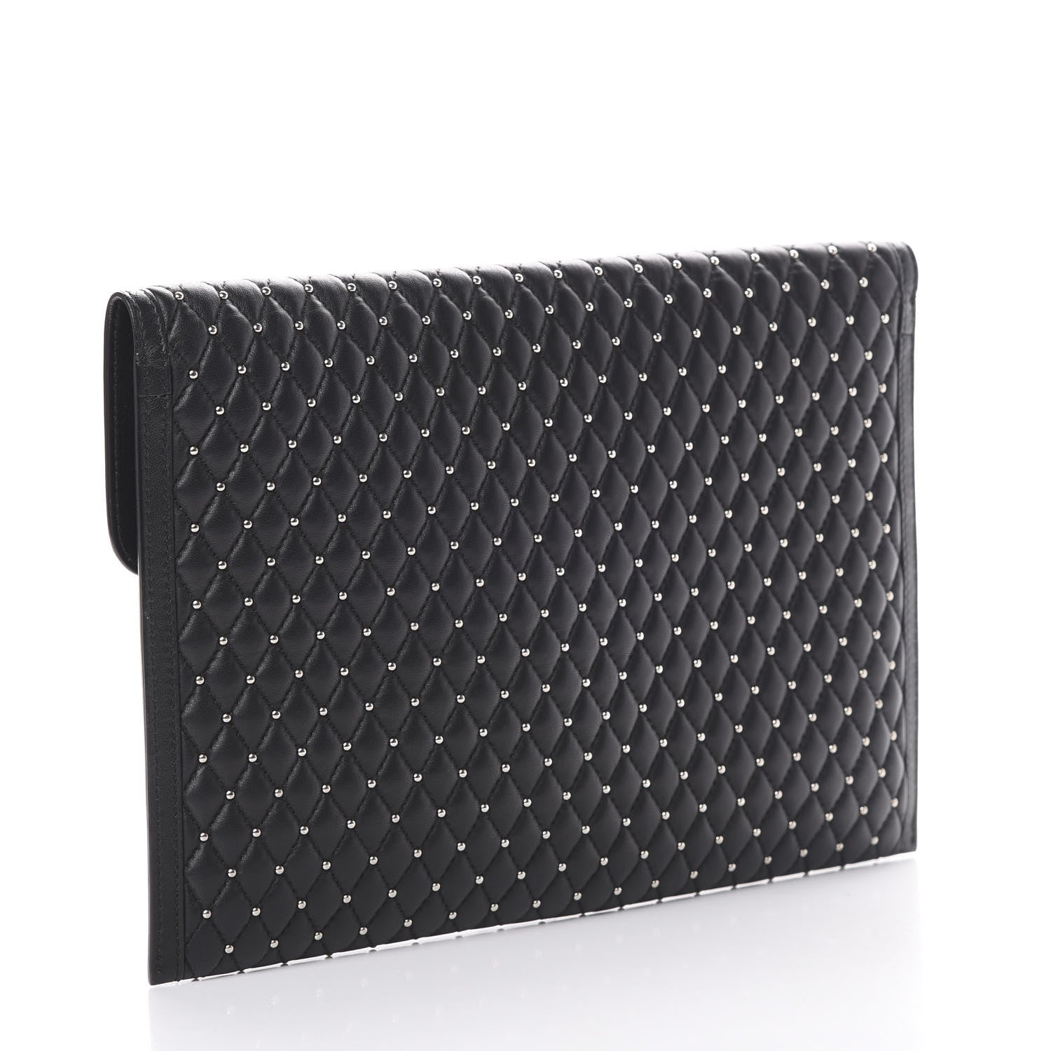 Alexander McQueen Calfskin Studded Skull Envelope Clutch Black 2 of 6
