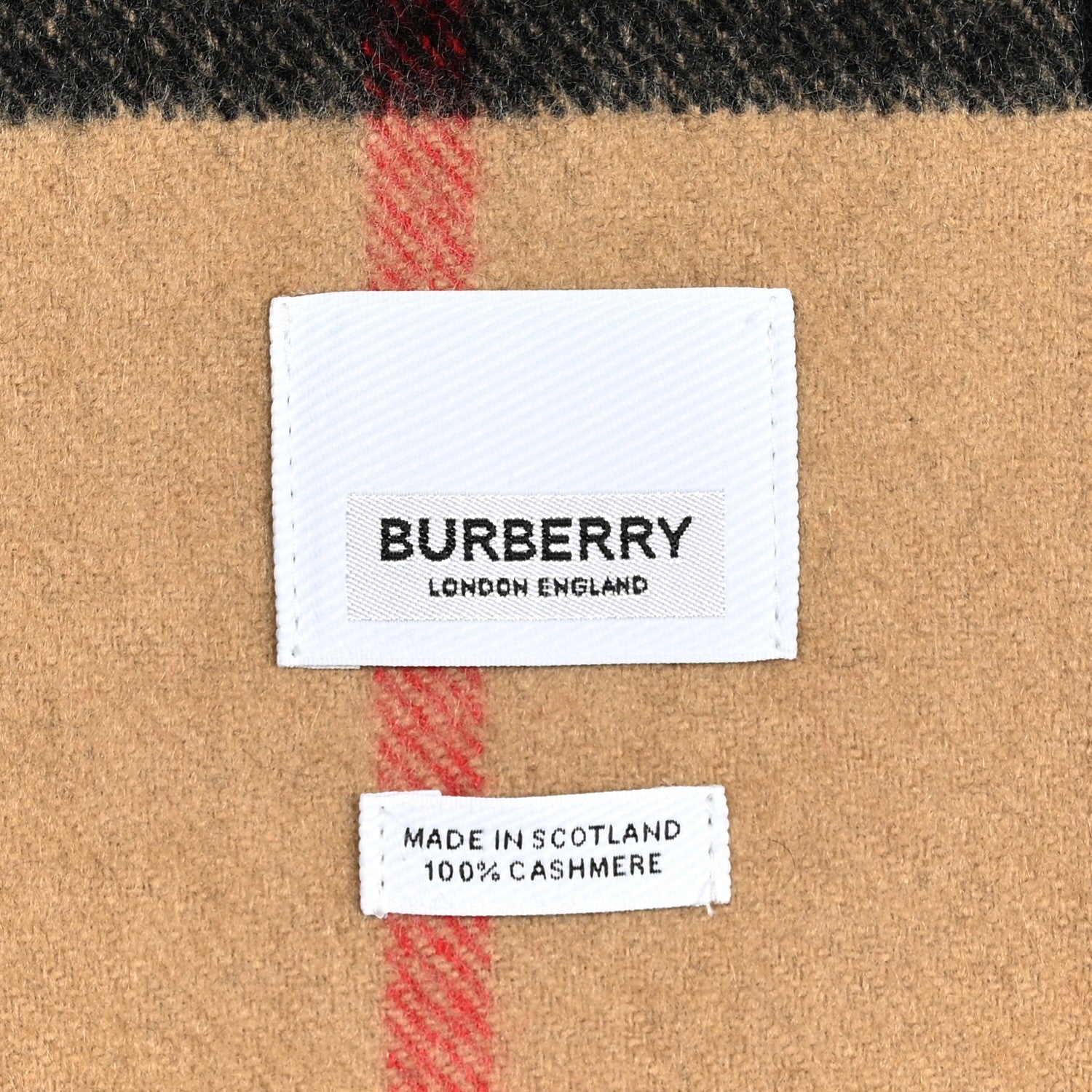 Burberry Cashmere Giant Check Fringe Scarf Archive Beige 3 of 4