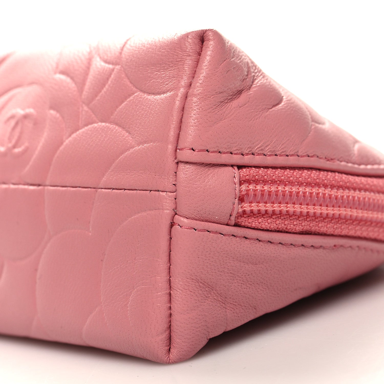 Chanel Lambskin Camellia Embossed Cosmetic Case Pink 9 of 11