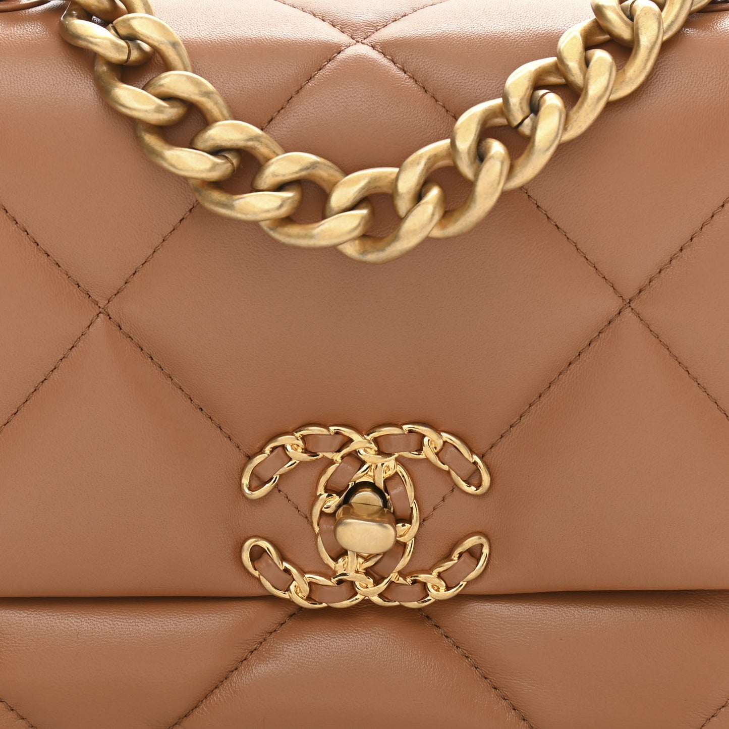 Lambskin Quilted Medium Chanel 19 Flap Brown