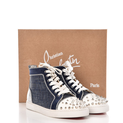Christian Louboutin Lame Lou Spikes Flat Sneakers 37 Blue 7 of 9
