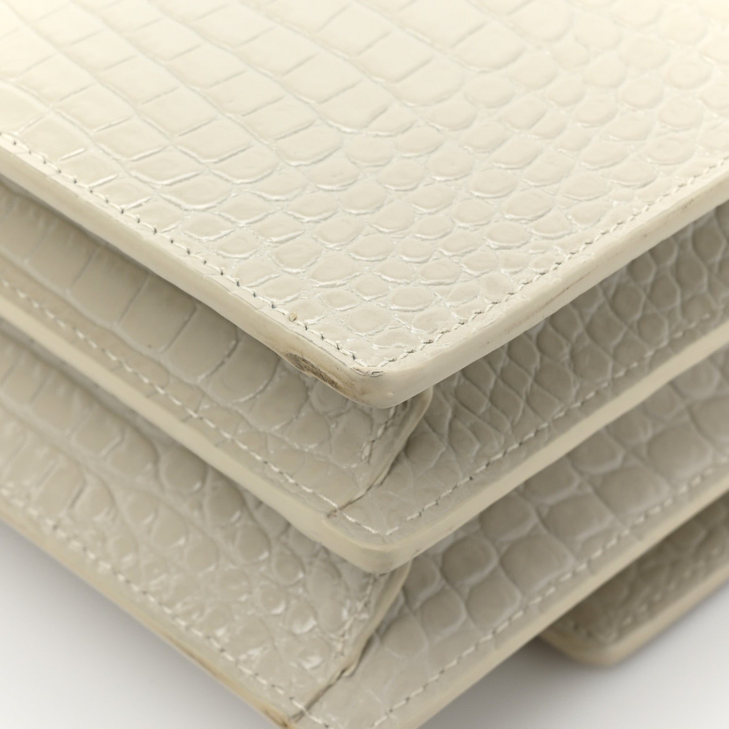 Saint Laurent Calfskin Crocodile Embossed Medium Monogram Sunset Blanc Vintage 13 of 13